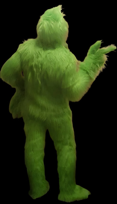 Green faux Fur 4-Piece cosplay costume Set in olive Grinch green