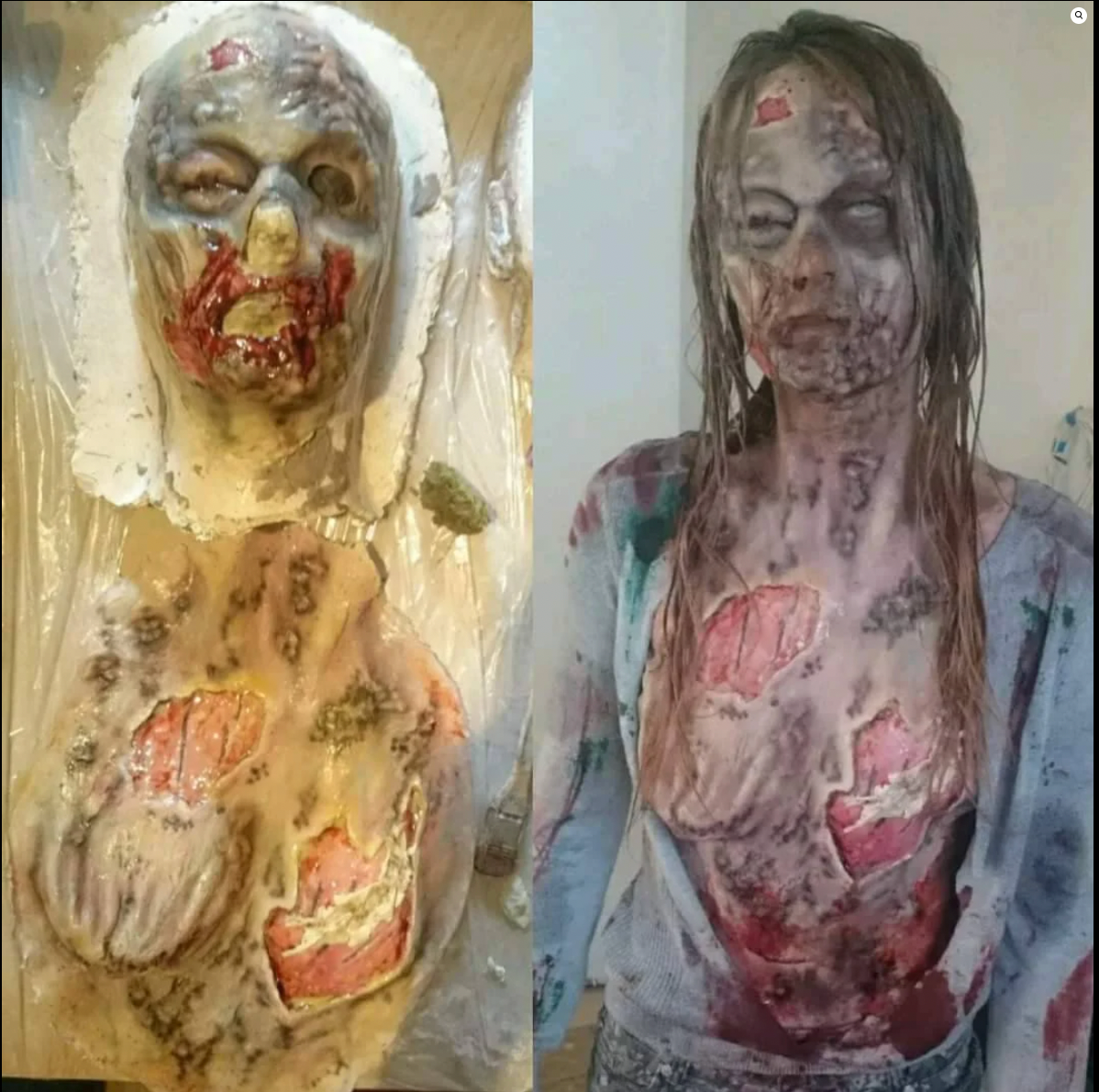 Ripped Boob and Boils prosthetic