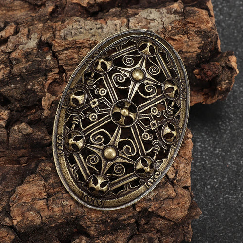 Vintage Scandinavian Shield Brooch Norse Mythology Celtic Metal Brooch