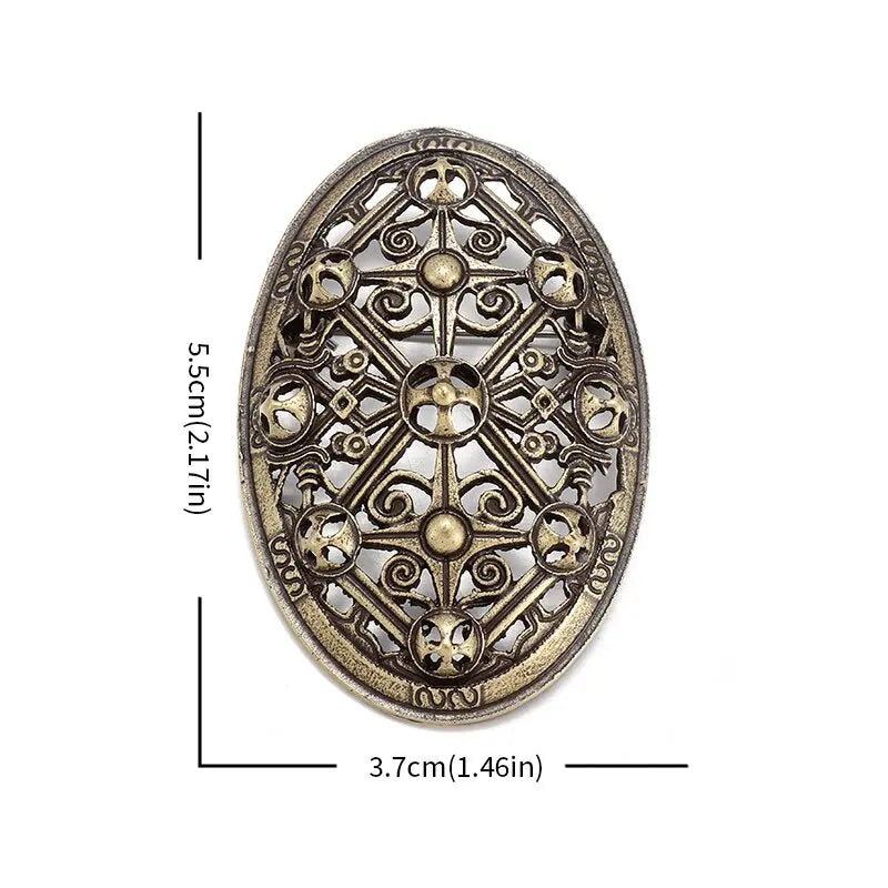 Vintage Scandinavian Shield Brooch Norse Mythology Celtic Metal Brooch