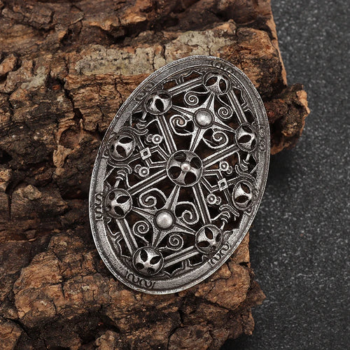 Vintage Scandinavian Shield Brooch Norse Mythology Celtic Metal Brooch