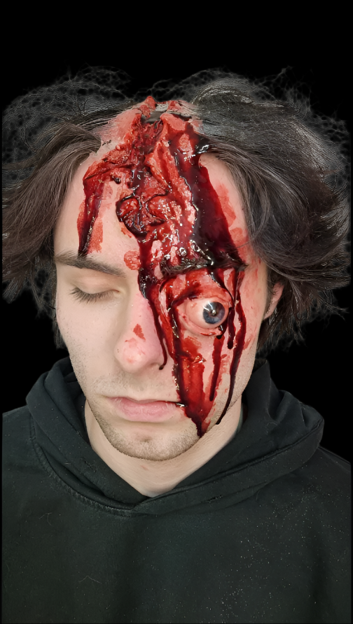 head and eye silicone prosthetic