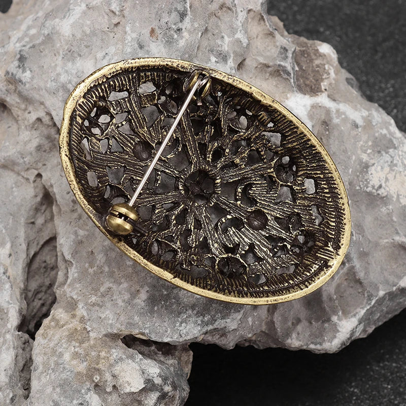 Vintage Scandinavian Shield Brooch Norse Mythology Celtic Metal Brooch