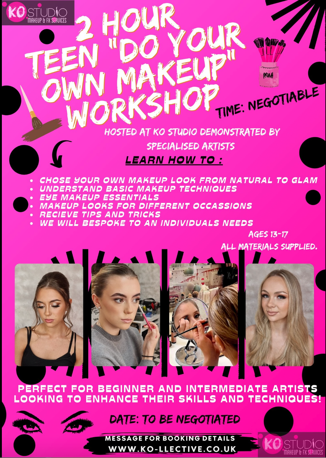 Teenager makeup lesson workshop
