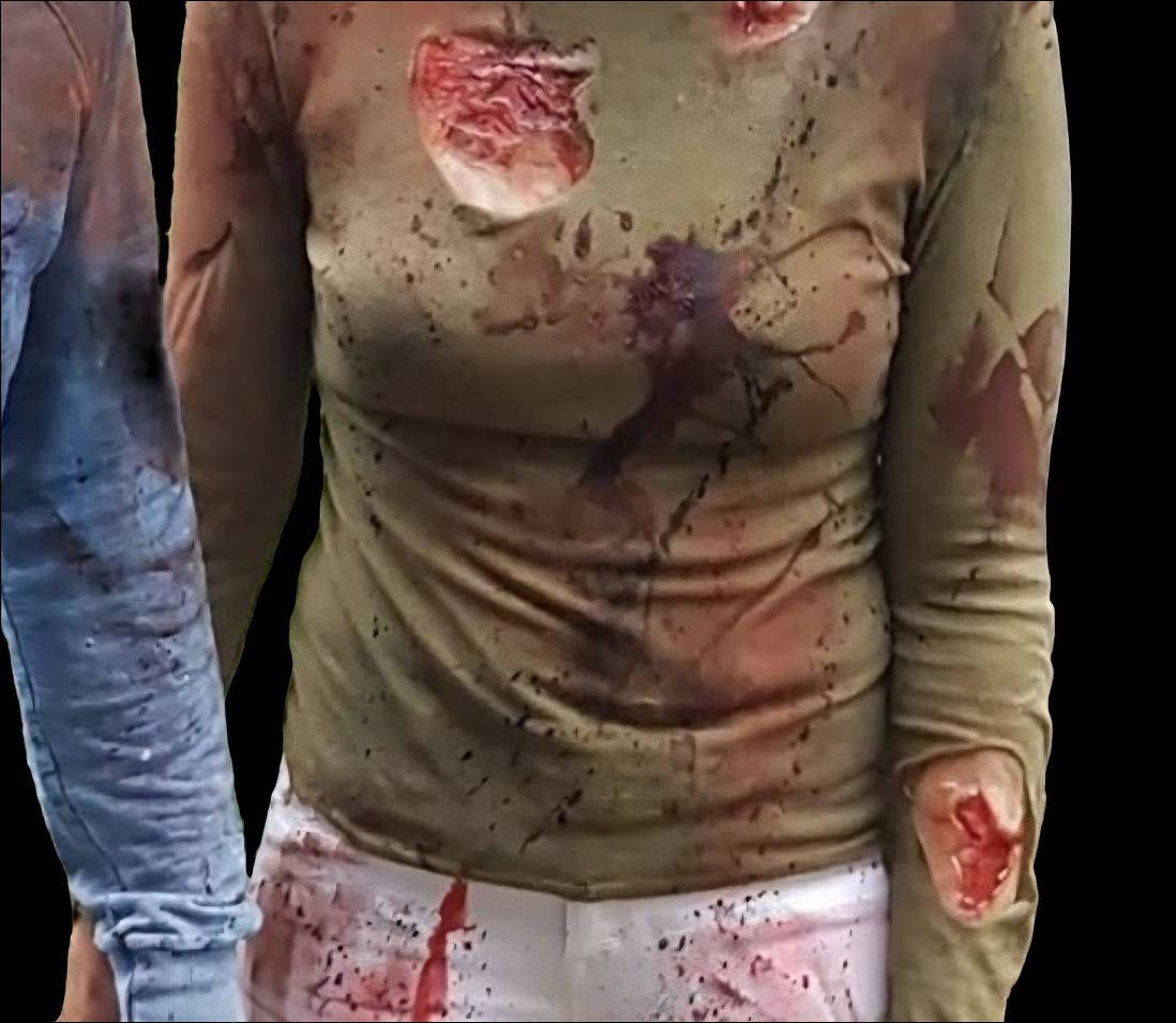 a set of 3 prosthetic wound injury silicone pieces
