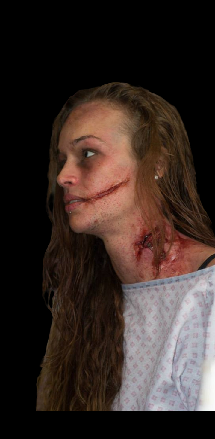 a set of 3 prosthetic wound injury silicone pieces