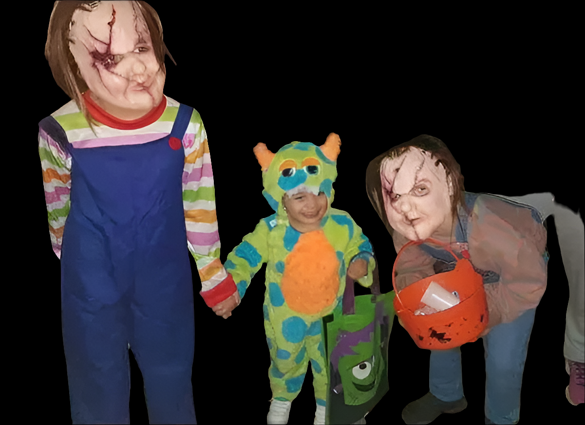 STAPLED CREEPY CHUCK DOLL MASK