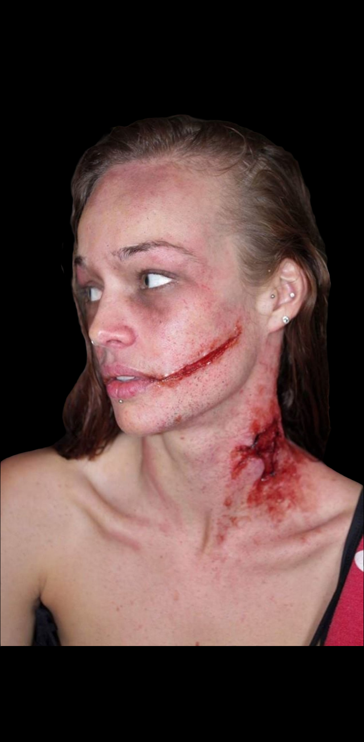 a set of 3 prosthetic wound injury silicone pieces