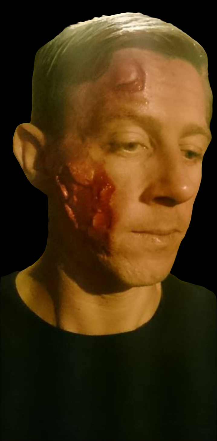a set of 3 prosthetic wound injury silicone pieces