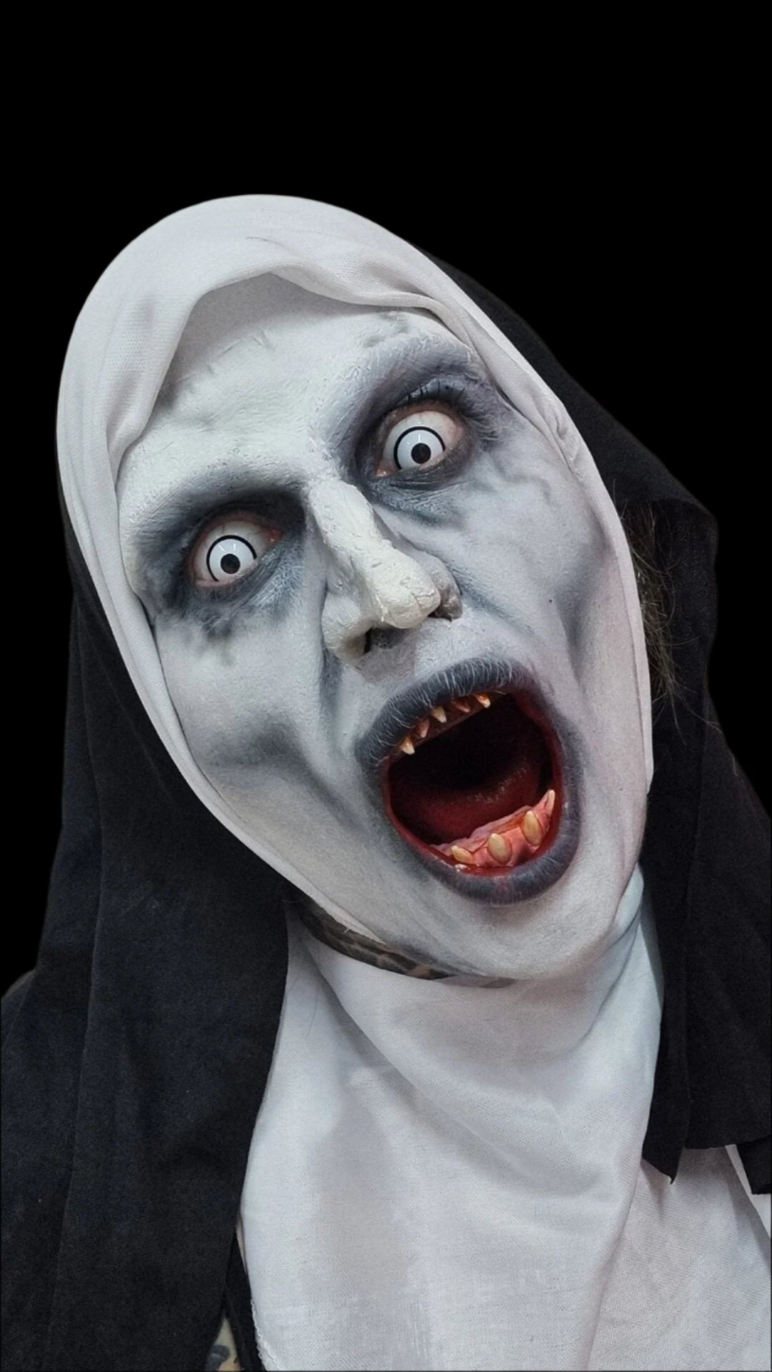 the nun nose and forhead prosthetic for cosplay and fancy dress costume