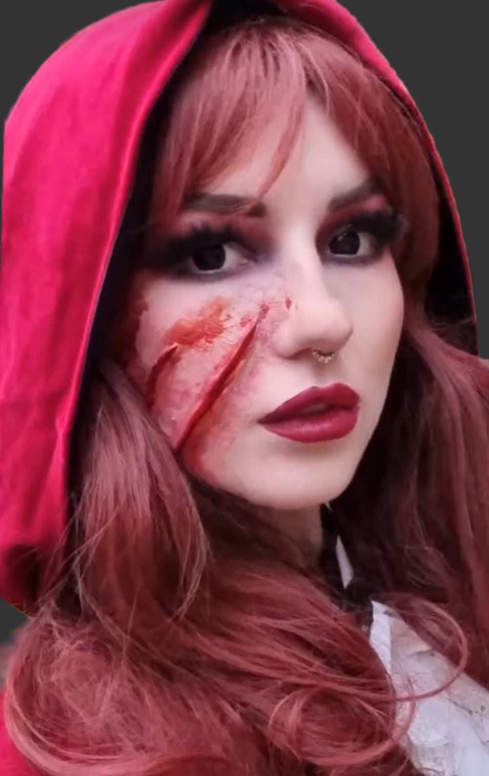 red riding hood face slash wound injury