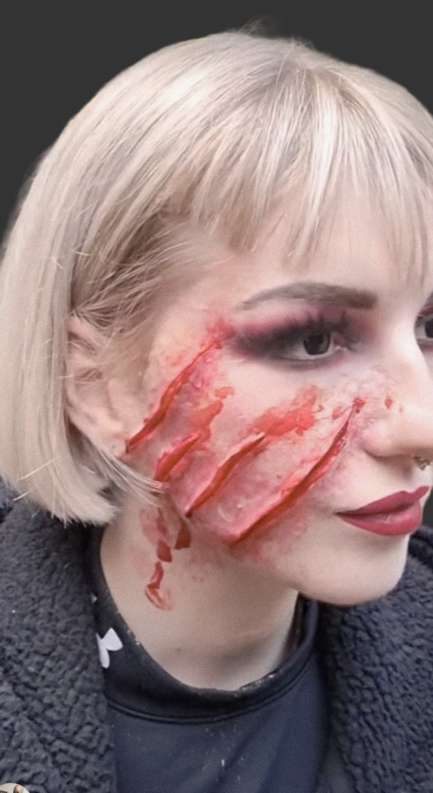 red riding hood face slash wound injury