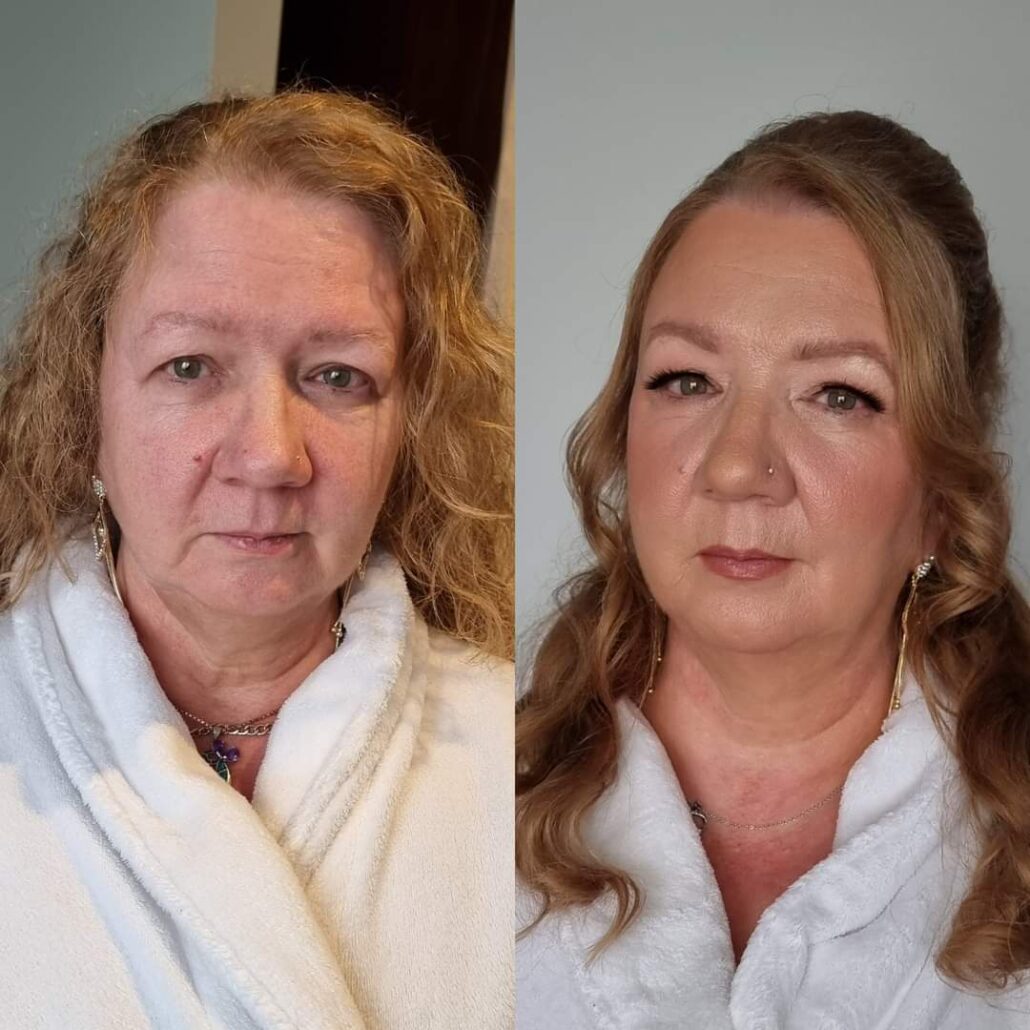 pretty mature mother of the bride makeup by professional makeup artist Leicester 
