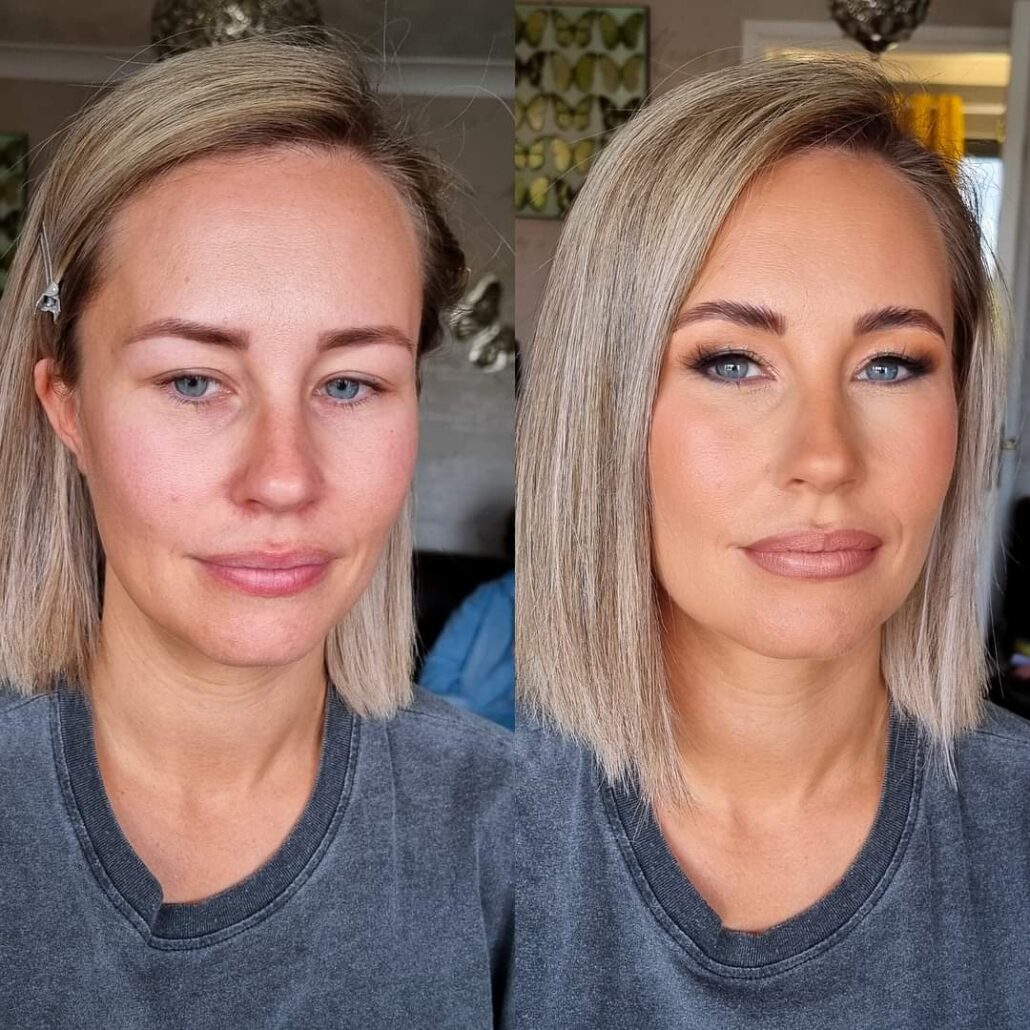 glam bridesmaids before and after makeup by ko-llective wedding makeup artist Leicestershire