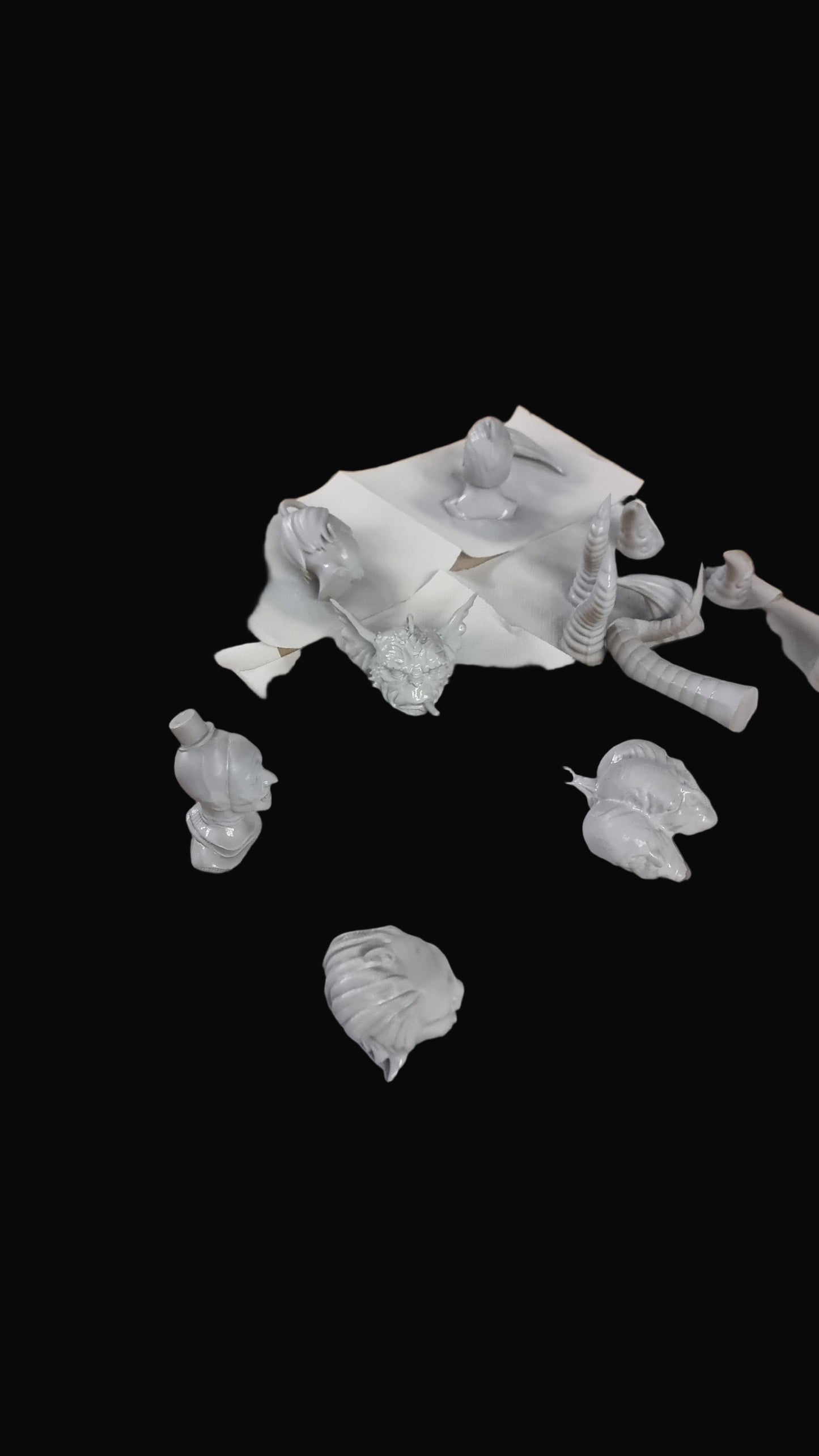 creating the pack of 7 horror head decorations!