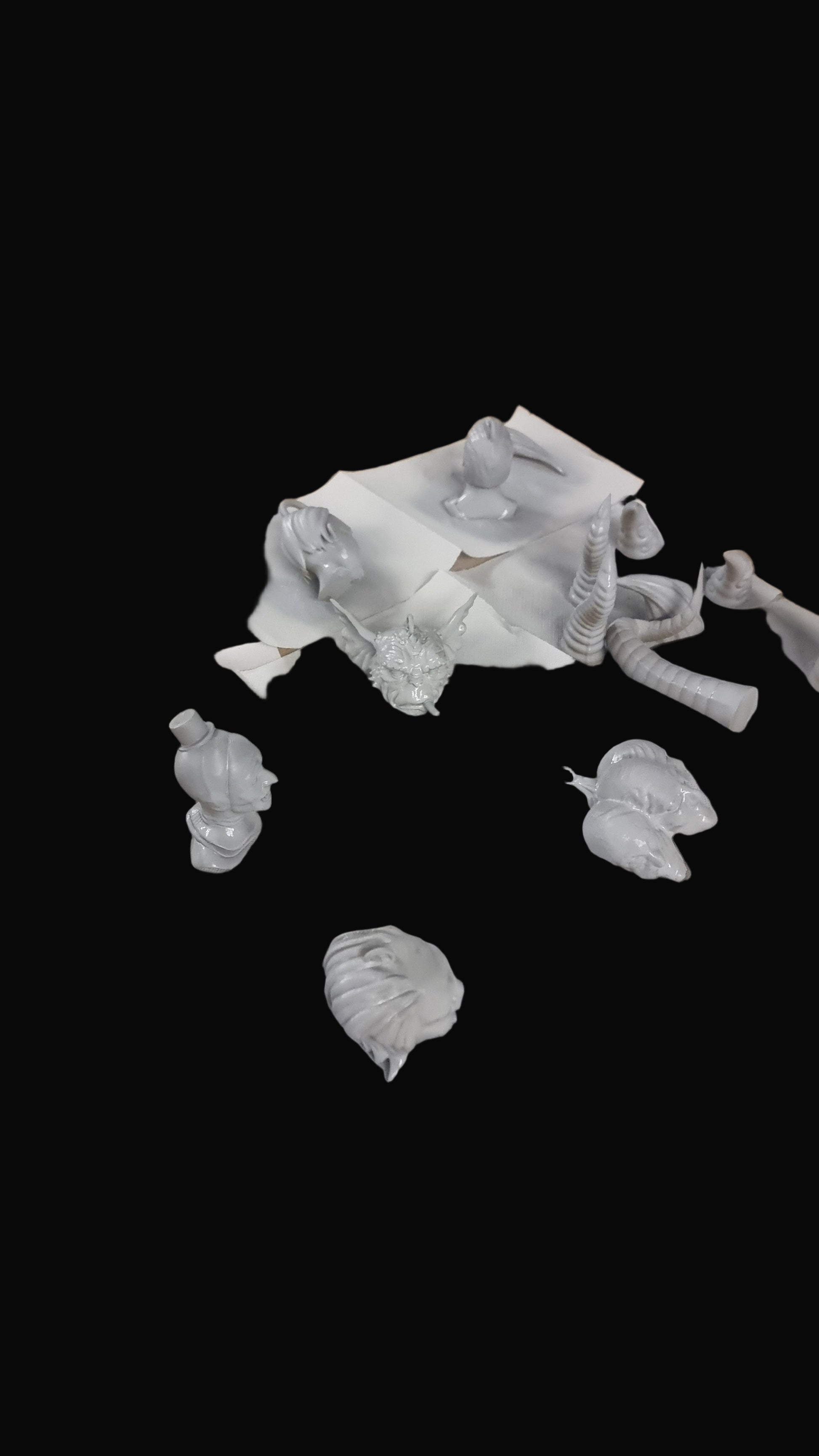 creating the pack of 7 horror head decorations!