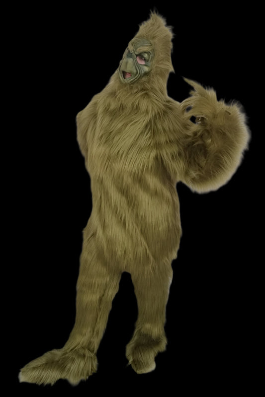 Green faux Fur 4-Piece cosplay costume Set in olive Grinch green