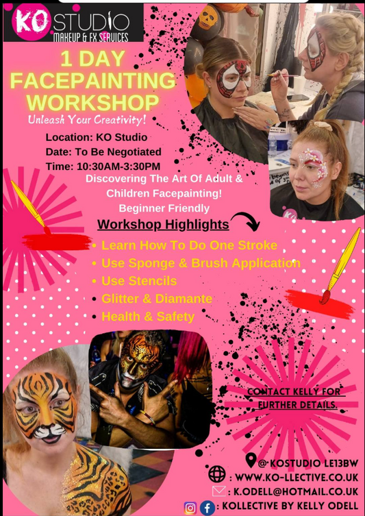 Face painting course lesson workshop at leicester ko studio makeup academy