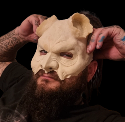 Krampus latex half face prosthetic