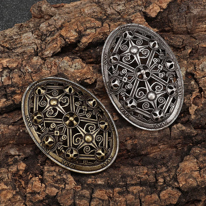 Vintage Scandinavian Shield Brooch Norse Mythology Celtic Metal Brooch