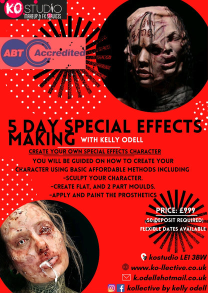 5-day accredited special effects course at KO Studio Leicester Makeup and FX Academy.