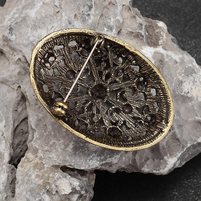 Vintage Scandinavian Shield Brooch Norse Mythology Celtic Metal Brooch