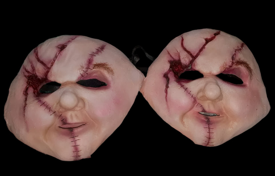 Stapled Creepy Doll Mask latex