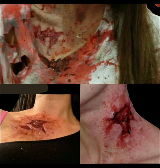 a set of 3 prosthetic wound injury silicone pieces 