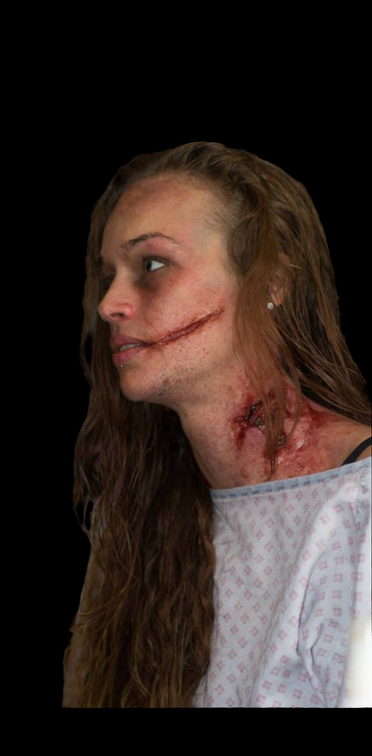 a set of 3 prosthetic wound injury silicone pieces 