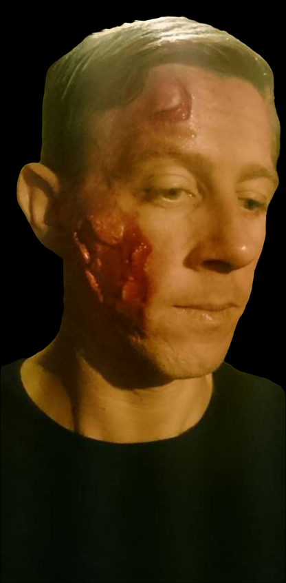 a set of 3 prosthetic wound injury silicone pieces 