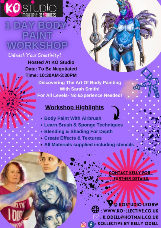 body paint work shop with sarah smith and kelly odell at Leicester studio ko studio 