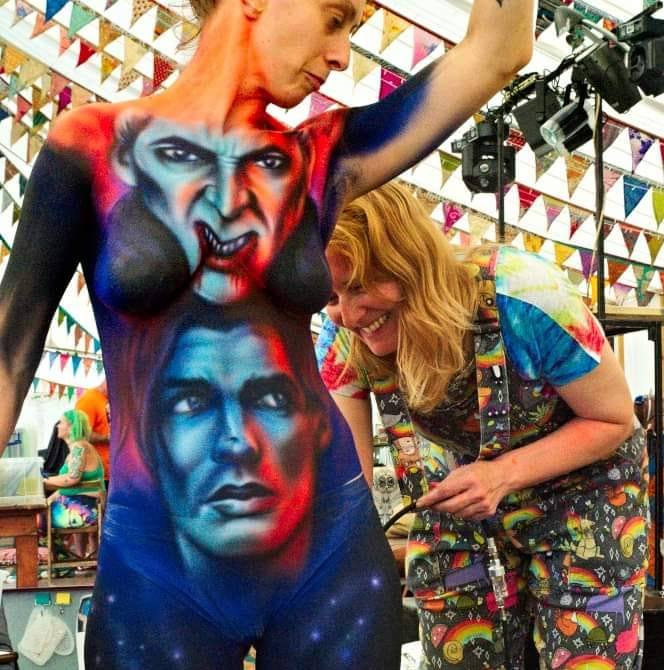 body paint work shop with sarah smith and kelly odell at Leicester studio ko studio 