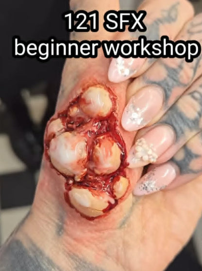 flesh wounds zombie exposed tissue muscle wound rip tear injury prosthetic silicone small deep gash wound boils