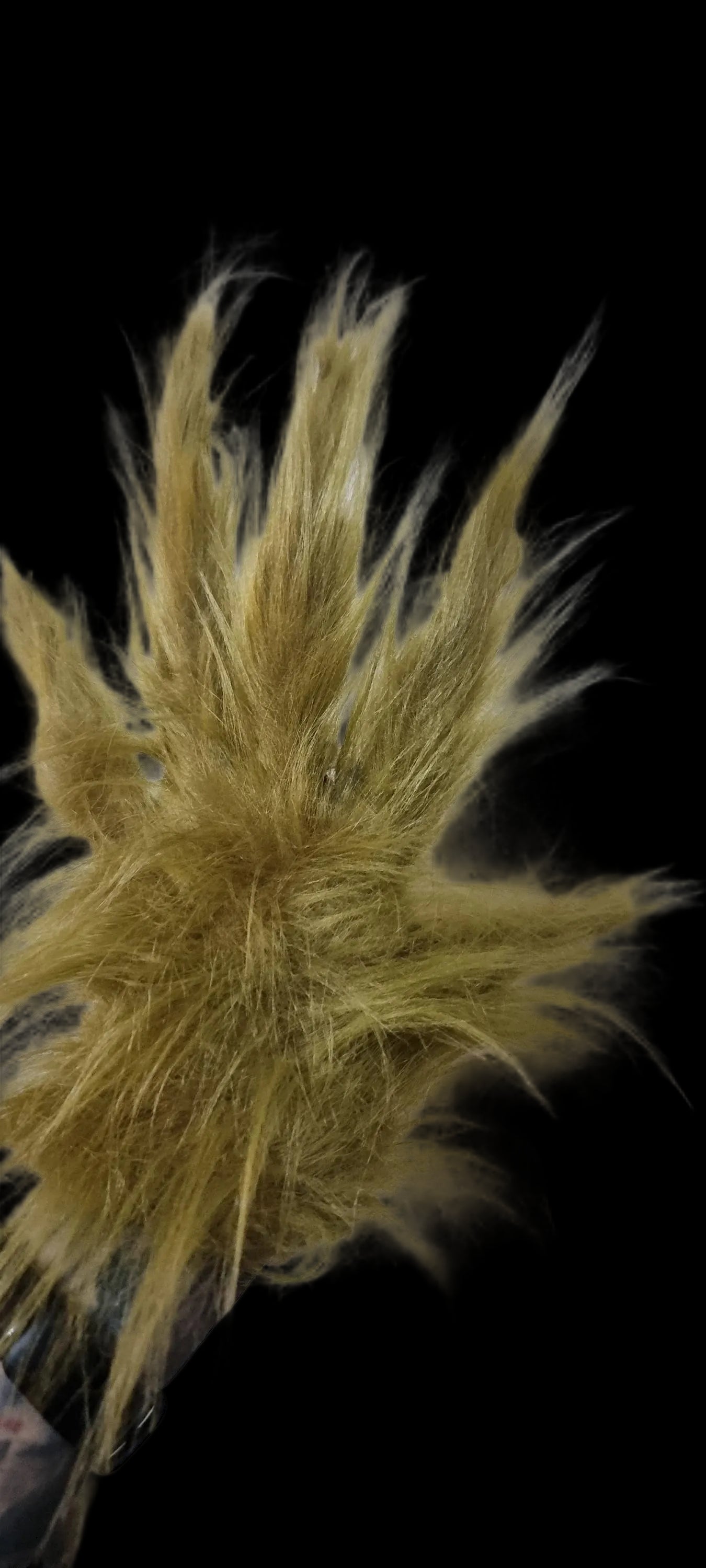olive green grinch fur long hair gloves 