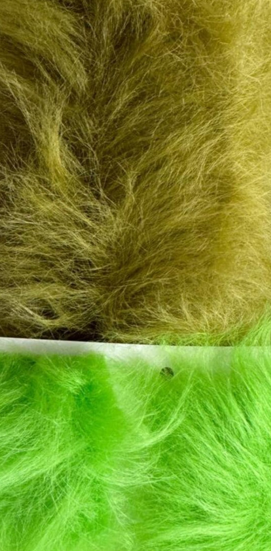 grinch olive green long hair faux fur 