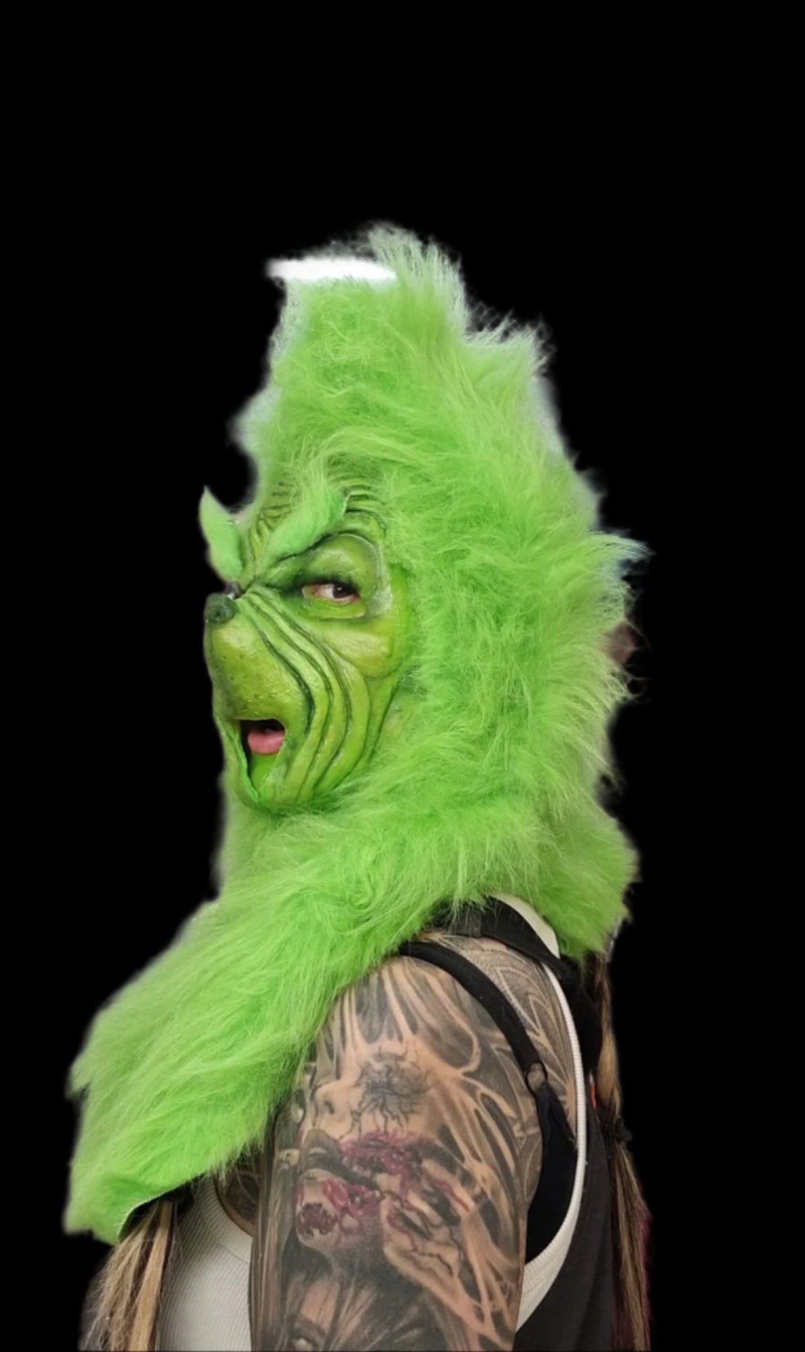 grinch pull over latex mask 