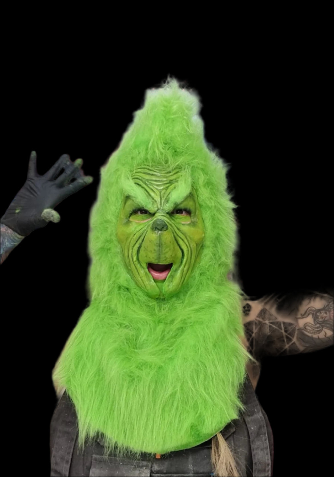 grinch pull over mask lime green 