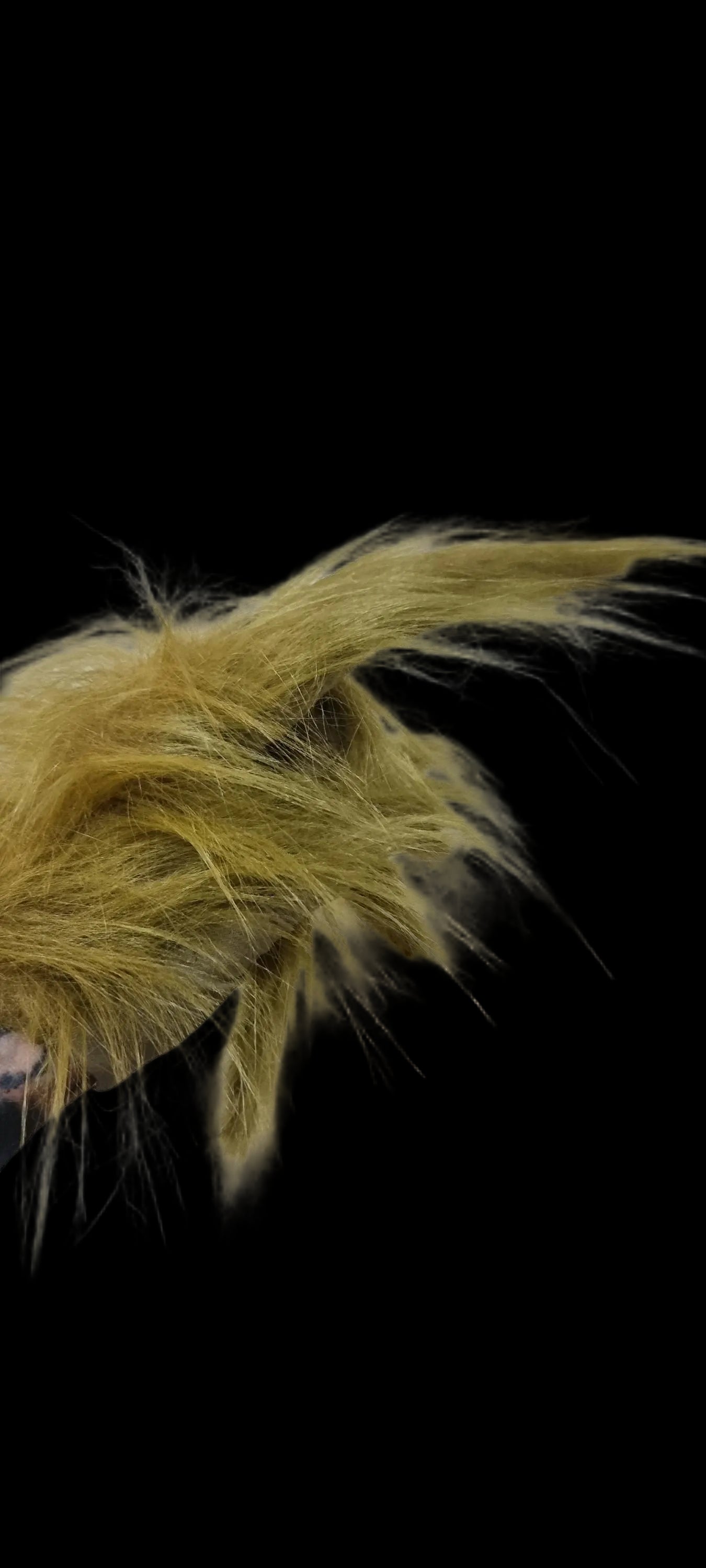 olive green grinch fur long hair gloves 