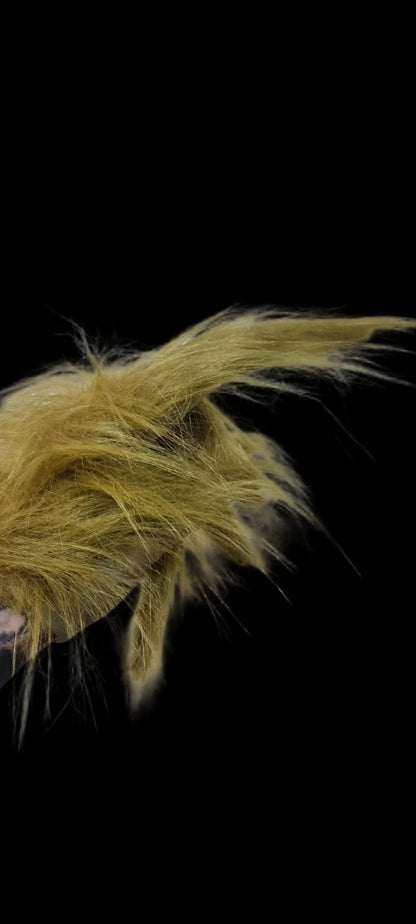 olive green grinch fur long hair gloves 