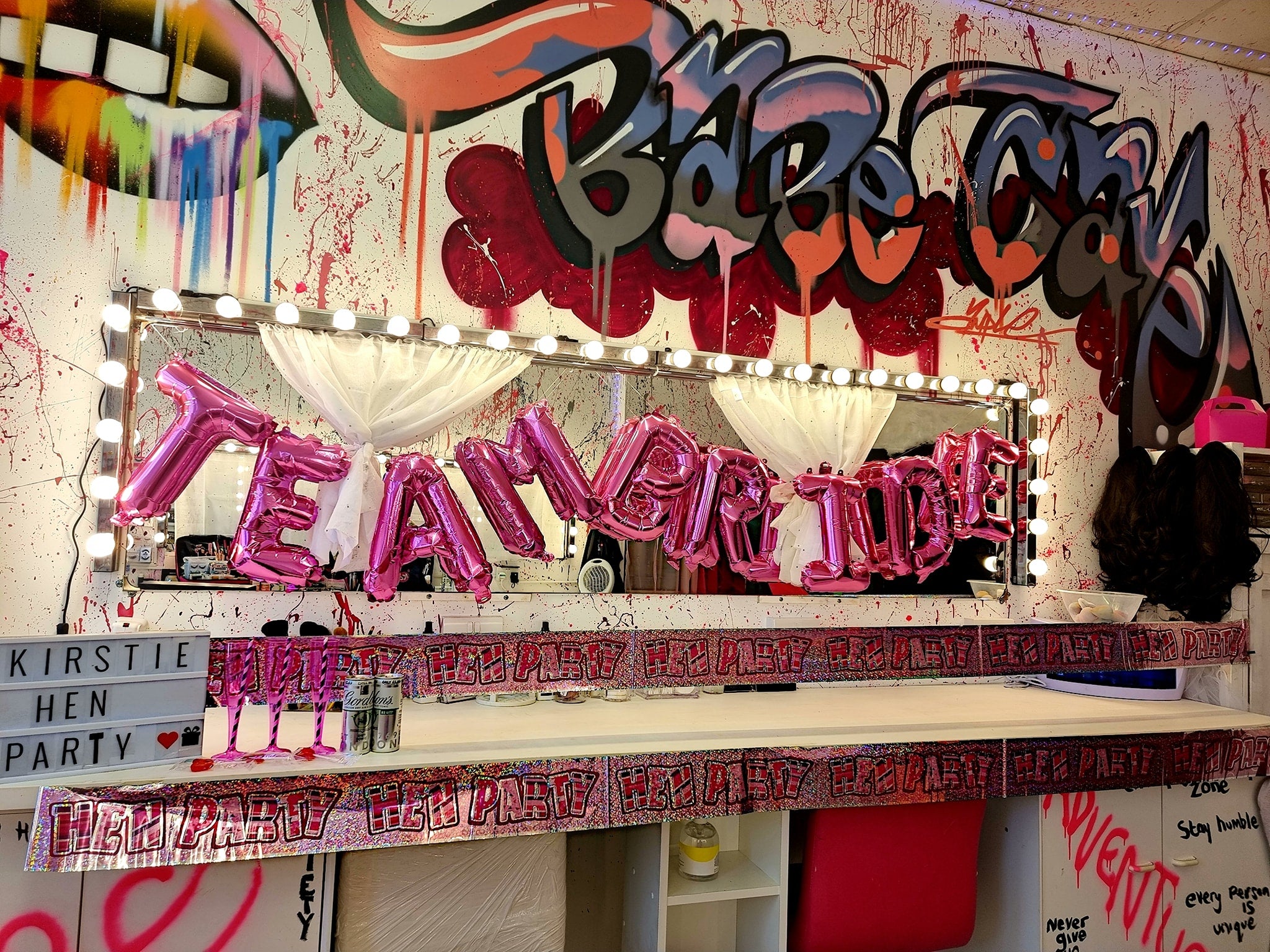 Hen party decor surprise for client at KO Studio Makeup and DFX Studio.