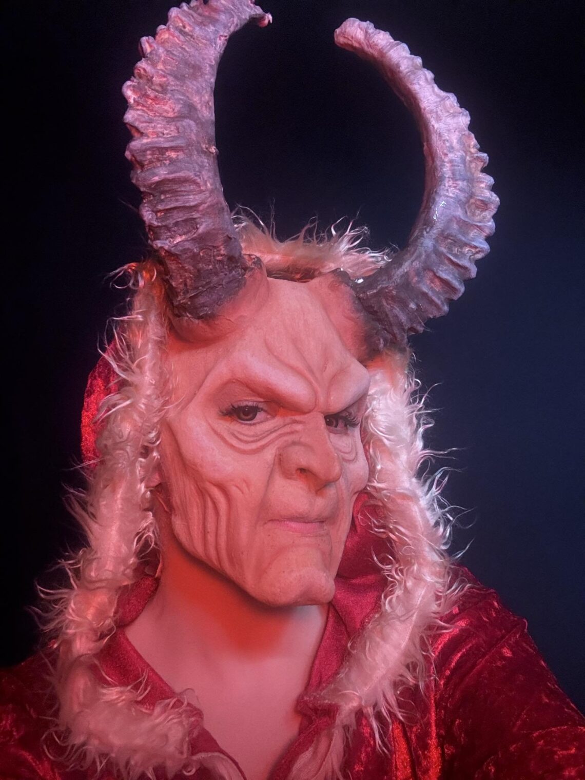 krampus prosthetic face and horns mask latex
