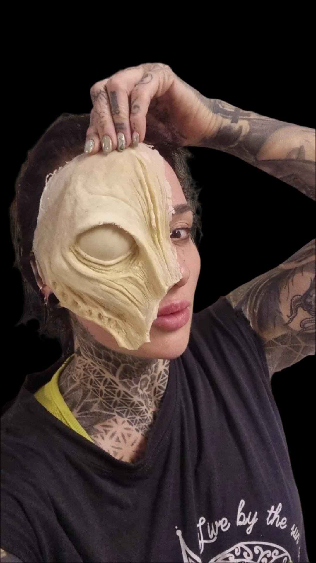 latex half face alien prosthetic