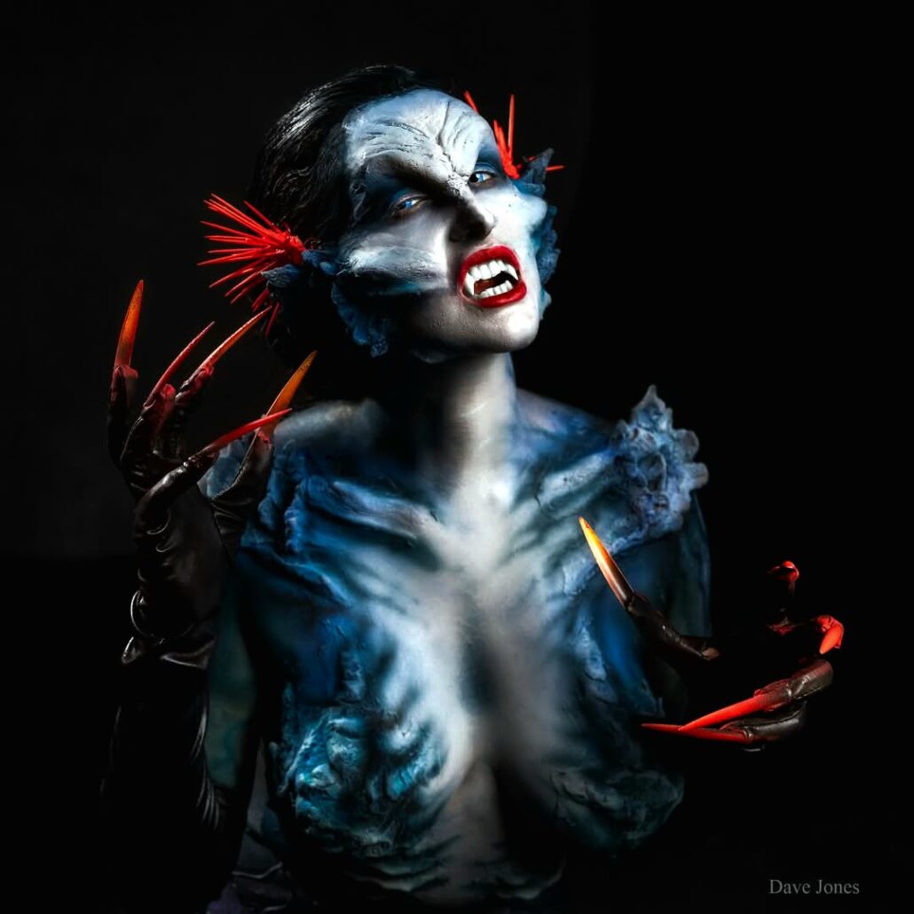 mermaid siren creepy halloween wounds makeup Realistic prosthetic application by Leicester special effects makeup artist