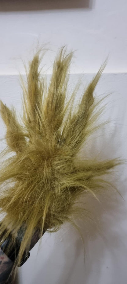 olive green long fur 