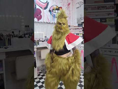 GREEN FAUX FUR TROUSERS