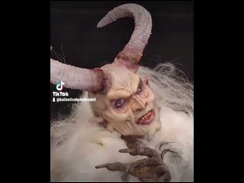 latex krampus prosthetic face and horns mask 