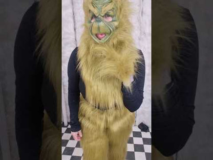 olive green long hair faux fur 