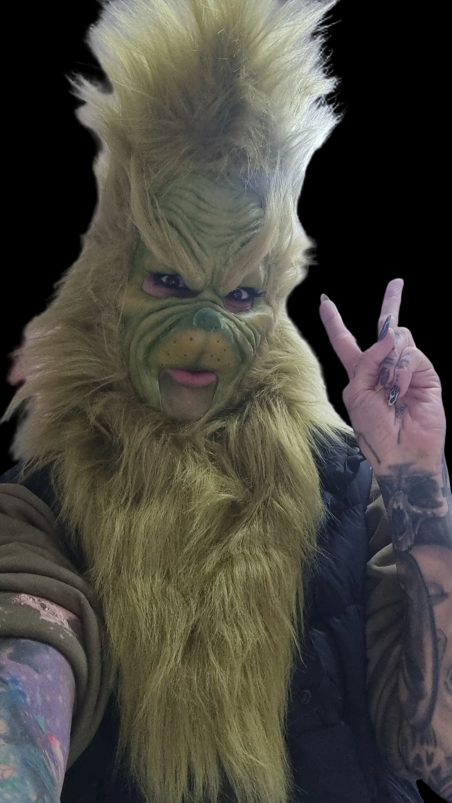 Realistic Grinch pull over latex mask with hair 