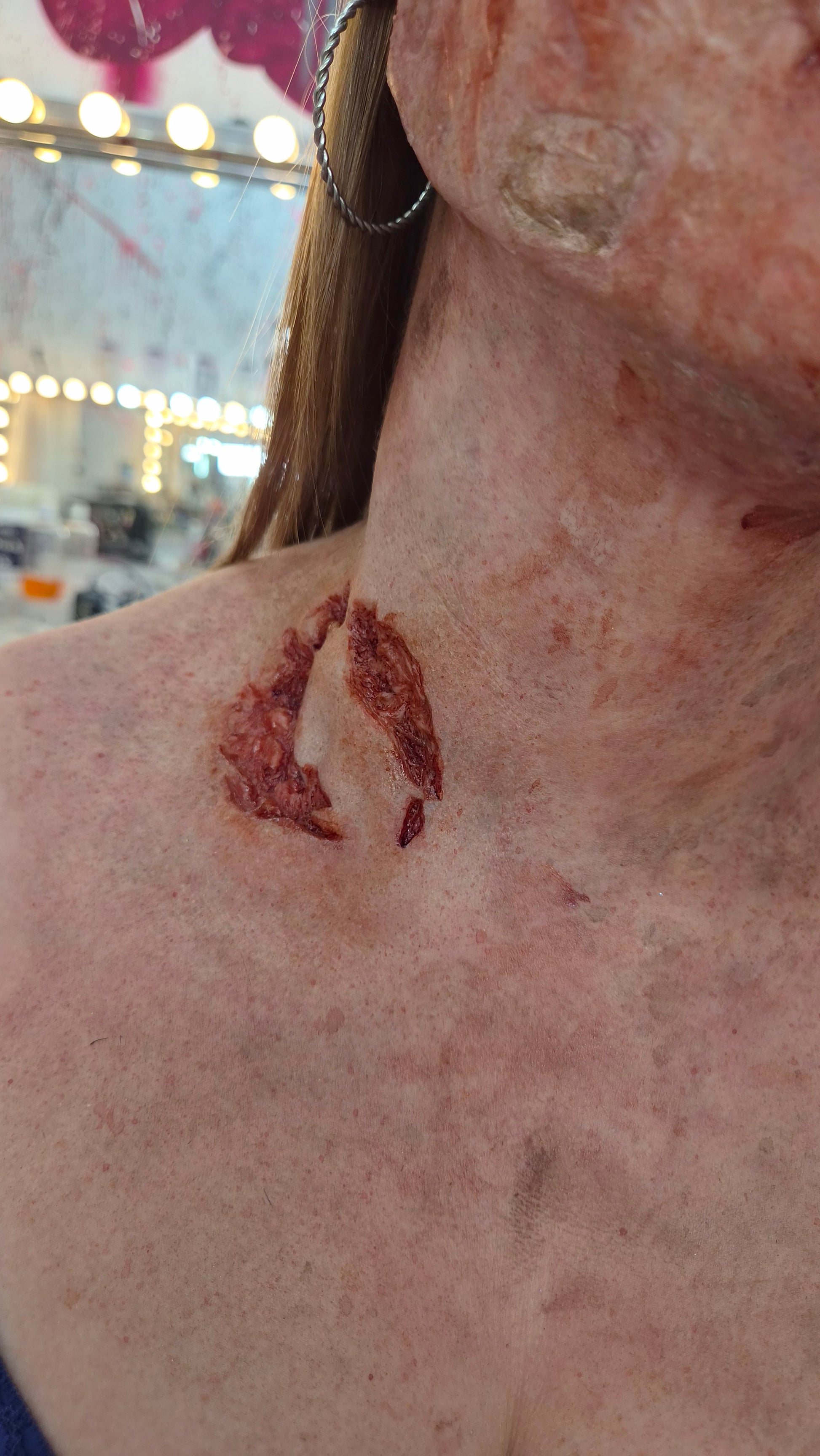 Zombie bite, wound, flesh wound silicone prosthetic by ko studio online shop. cosplay 