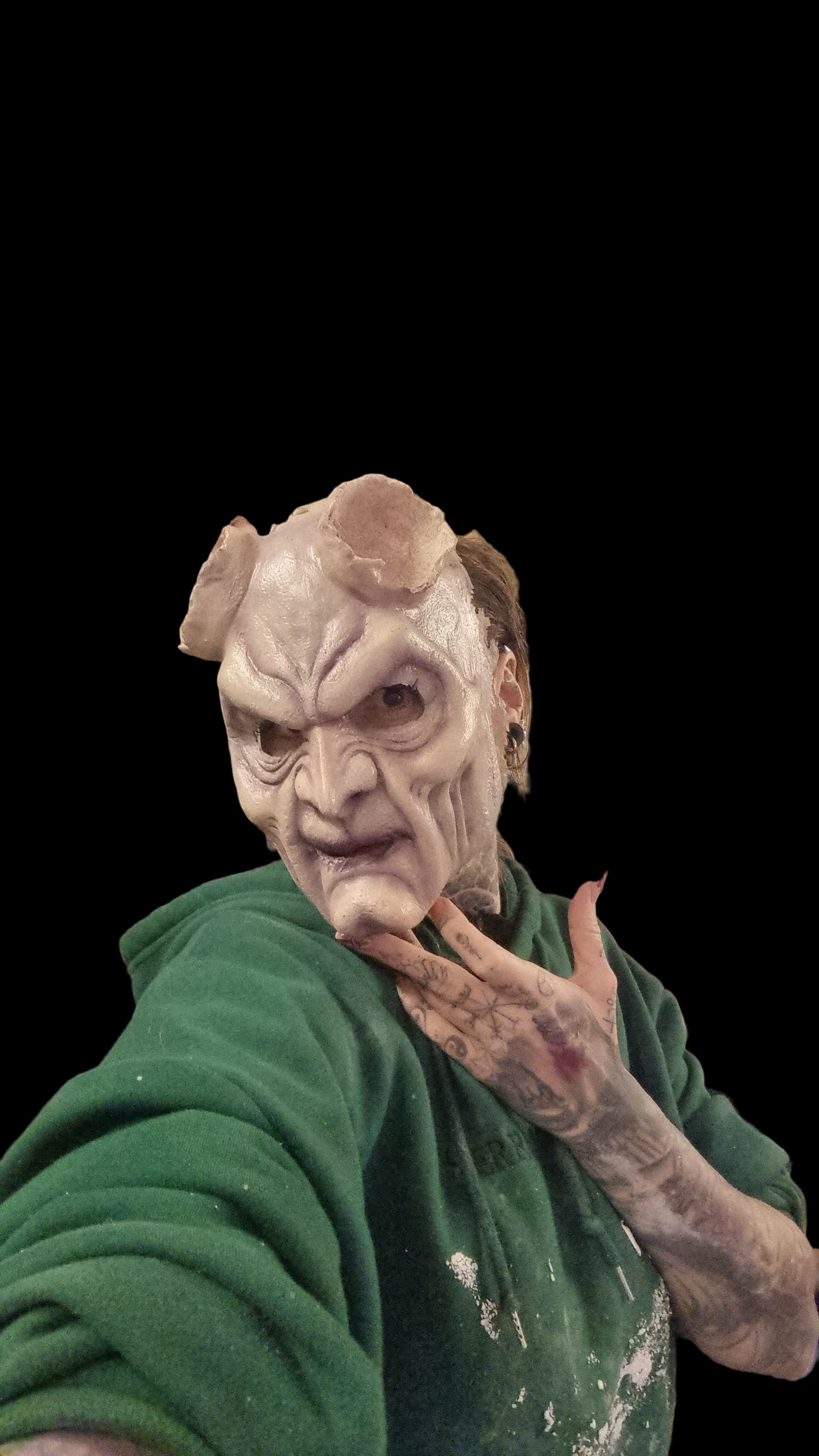 Krampus latex mask prosthetic with horns fancy dress costume for sale 